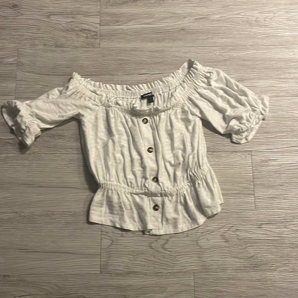 Express white ruffled top - small